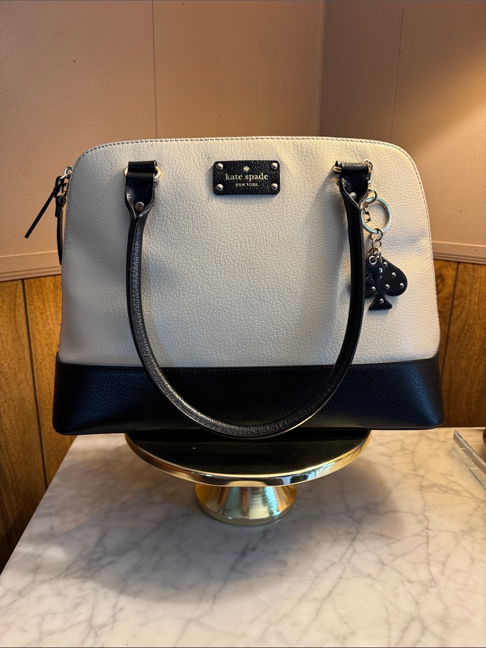 kate spade Two-Tone Black and Cream Dome Satchel